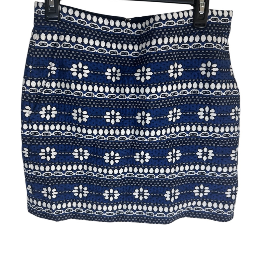 J. Crew Navy and White Floral Skirt With Pockets Size 4